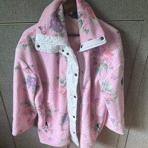 LoveShackFancy Pink Floral Teddy Jacket